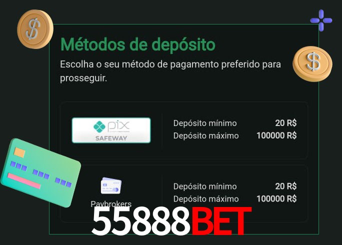 O cassino 55888Bet oferece uma grande variedade de métodos de pagamento